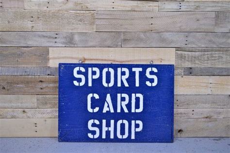 Vintage Wood Sign Sports Card Shop Sign Blue Wood Sign Wooden Sports