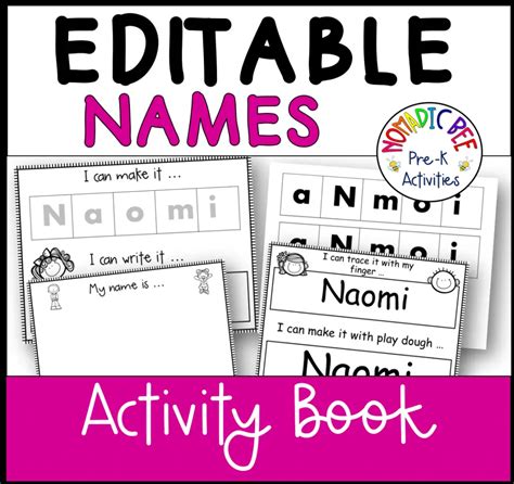 Editable Name Printable Activity Book Nbprekactivities