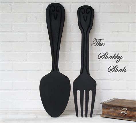 fork and spoon kitchen wall decorrustic wall decorshabby etsy rustic kitchen wall decor