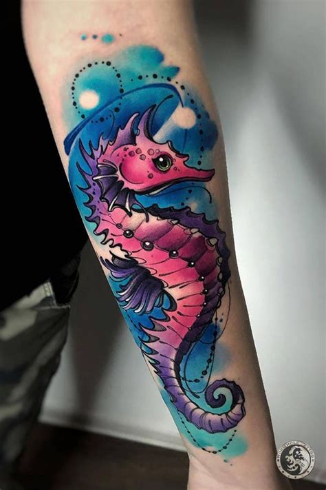 Due to the style's popularity, there are tattoo artists who are quick. Watercolor seahorse tattoo by tattoo artist Aleksandra ...