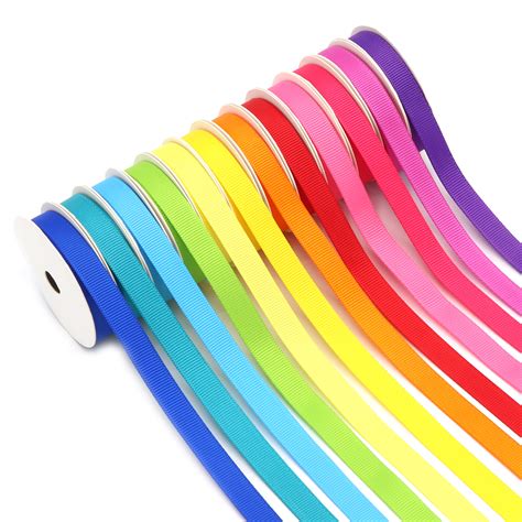 Solid Grosgrain Ribbon Pack For Crafts And Bows 12 Bright Colors 38