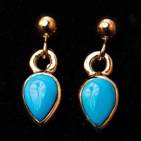 Gold And Turquoise Teardrop Earring Southwest Indian Foundation