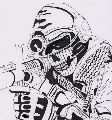 Click on the coloring page to open in a new window and print. Call Of Duty Sketch at PaintingValley.com | Explore ...