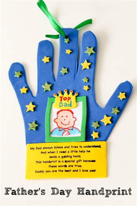 Give dad a keepsake father's day craft handmade by the kids. Father's Day Handprint Craft - In The Playroom