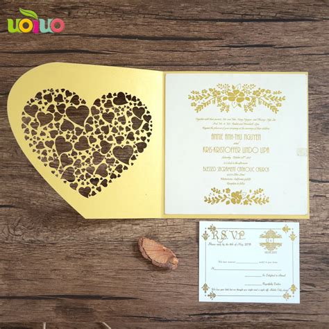 Luxury Golden Wedding Invitation Card Printing English Letter Fancy