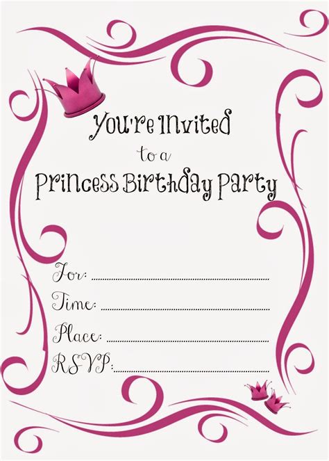 Blank Princess Birthday Invitation Template Free Template Ppt Premium