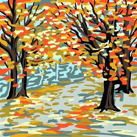 The Fall Landscape Canvas Painting By Numbers Uk
