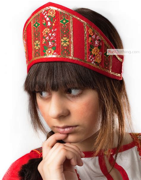 russian headdress kokohnik dunasha with ribbons russian clothing hats for women red russian