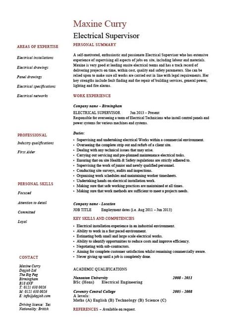 Your working experience and skills plus our most companies accept pdf format, but there are also those that consider applications in doc. Electrical supervisor resume, sample, example, electrician ...