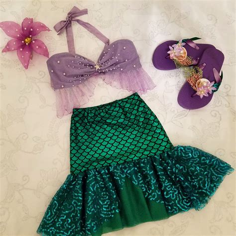 Little Mermaid Ariel Toddler Inspired Halter Crop Top With Matching