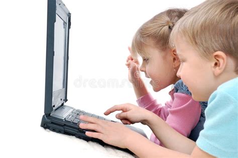 Children Playing Computer Games Stock Photo Image Of Computer Pair