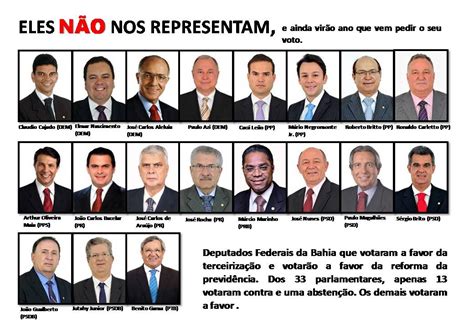 Deputados Federais Da Bahia Que Votaram Contra O Povo E A Favor Da