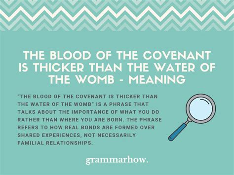 The Blood Of The Covenant Is Thicker Than The Water Of The Womb