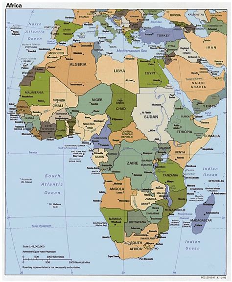 The map of africa at the top of this page includes most of the mediterranean sea and portions of southern europe. Detailed political map of Africa with major cities and ...