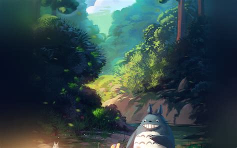 Av34 Totoro Anime Liang Xing Illustration Art Blue Wallpaper