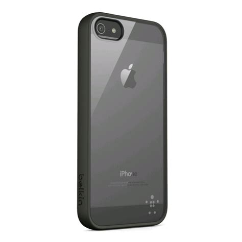 An Iphone Case Is Shown With The Back Cover In Clear And Black On A