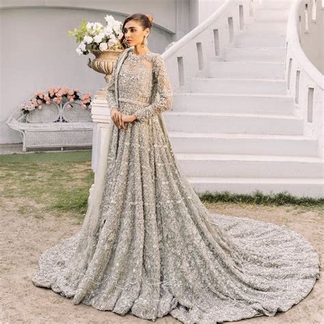 Heavy Long Tail Grey Lehenga Gown For Indian Bridal Wear Indian