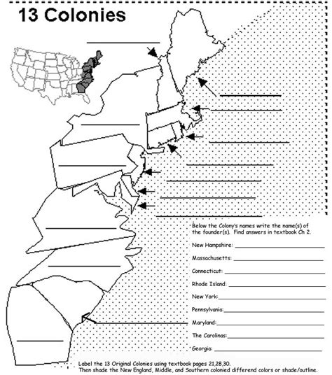 Printable 13 Colonies Worksheets