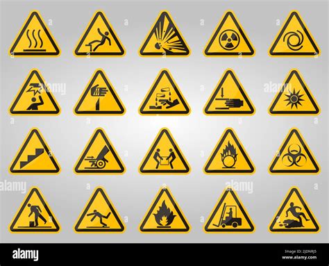 Etiquetas De Símbolos De Peligro De Advertencia Triangulares Sobre
