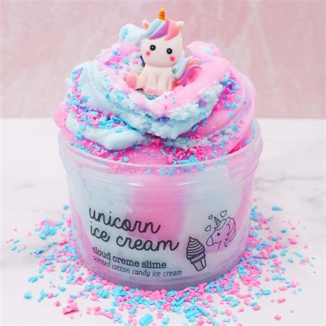Unicorn Ice Cream Cotton Candy Slime Pink And Blue Cloud Creme Etsy Ireland