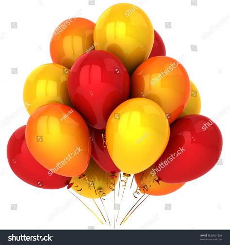 Party Balloons Colored Red And Orange Joyful Concept Positive Sunny