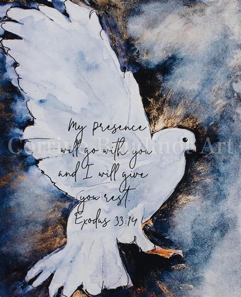 Watercolor Print Of Dove With Bible Verse Holy Spirit Etsy Dove