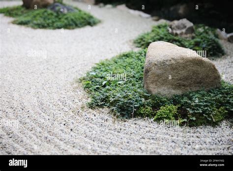 Japanese Zen Stones Garden With Space Background Stock Photo Alamy