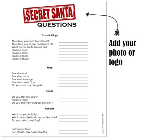 Secret Santa Form Free Printable