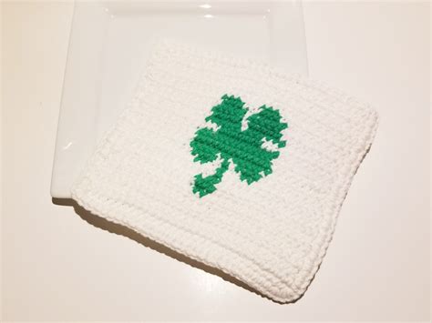 Four Leaf Clover Washcloth Crochet Pattern St Patricks Etsy