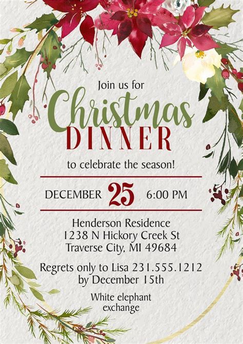 Holly Christmas Invitations Templates Announce It Christmas