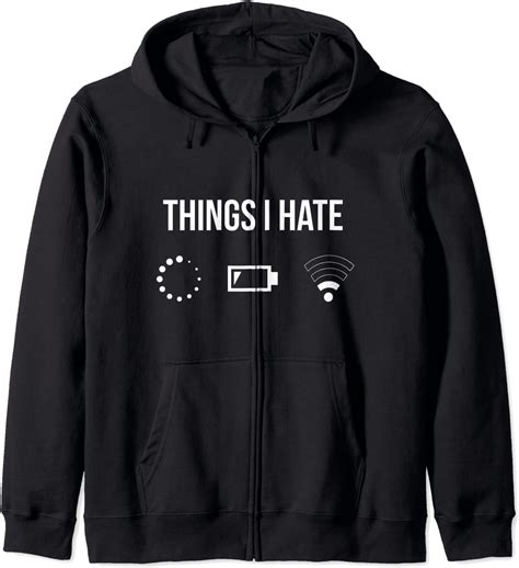 Things I Hate Programmer Outfit Gamer Fun T Idea Zip Hoodie Amazon