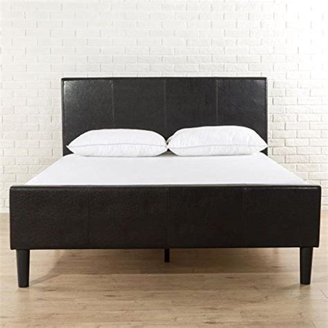 Zinus Deluxe Faux Leather Platform Bed With Footboard And Wooden Slats
