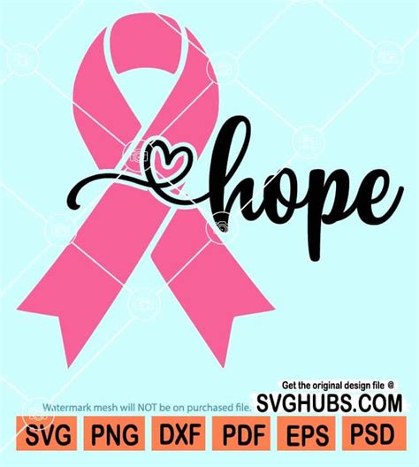 Hope Cancer Ribbon Svg Breast Cancer Awareness Svg Pink Ribbon Cancer Svg Hope Svg