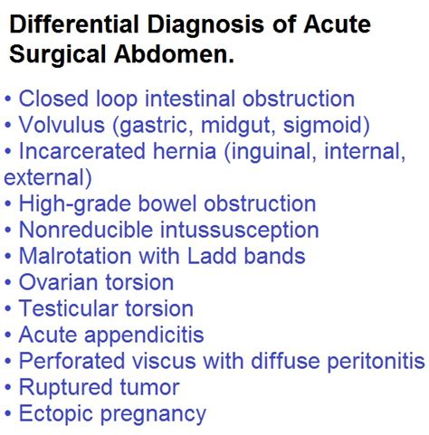 Study Medical Photos Differential Diagnosis Of Acute Abdominal Pain