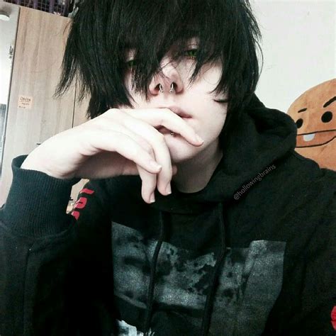 Aesthetic Emo Boy With Black Hair Hair Style Lookbook For Trends