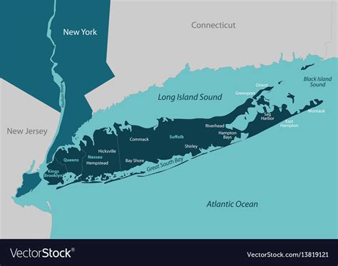 Map Long Island Royalty Free Vector Image Vectorstock