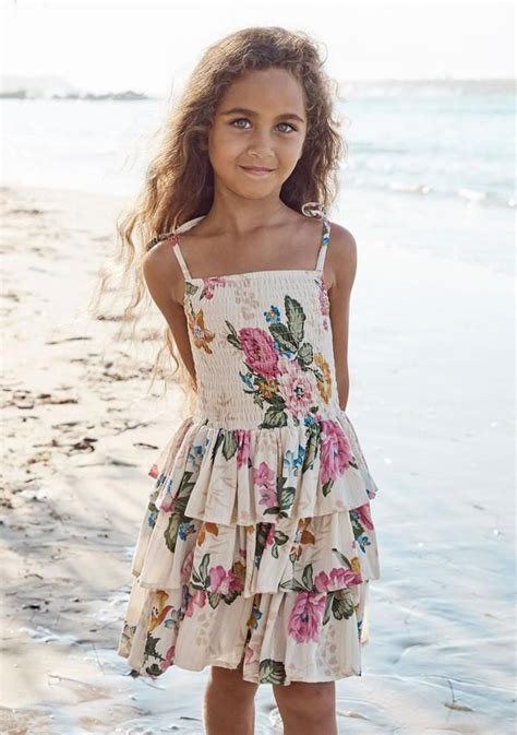 Sweet As Pie Shirred Play Dress Delilah Floral Natural Little Auguste
