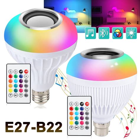 Smart E27 B22 Ampoule Led Bulb Rgb Light Wireless Bluetooth Audio