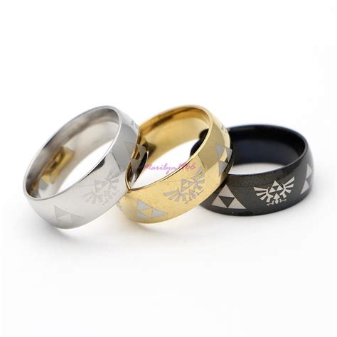 Mf0803 Hot Sale Legend Of Zelda Ring Shiny Black Mens Tungsten Carbide Wedding Ring For Men