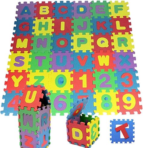 بساط لعب من الفوم للأطفال بتصميم أحجية الحروف الأبجدية والأرقام مجموعة من 36 قطعة 12 × 12 سم