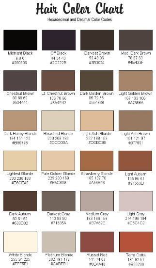Rgb Codes For Hair And Skin Skin Color Palette Hair