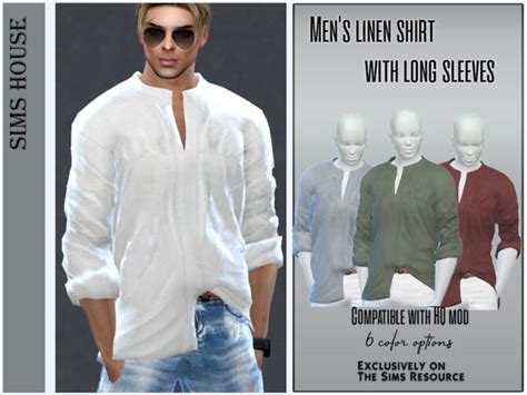 Mens Linen Shirt With Long Sleeves By Sims House At Tsr Sims 4 Updates