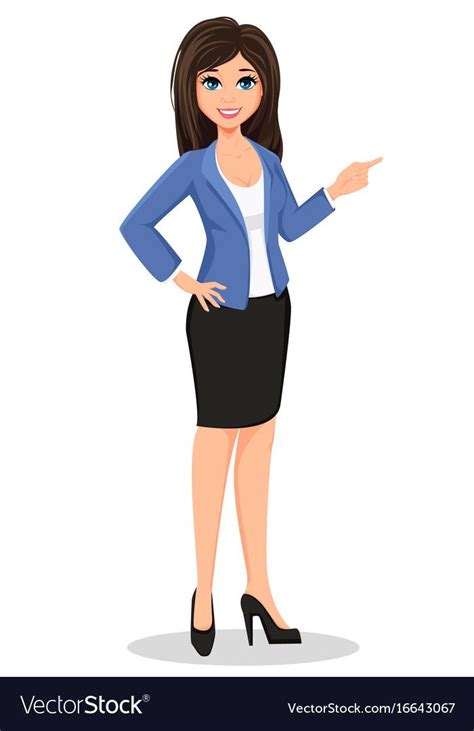 Business Woman In Office Style Clothes Showing Vector Image Business