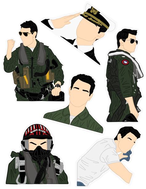 Tom Cruise Maverick Top Gun Sticker Pack Etsy