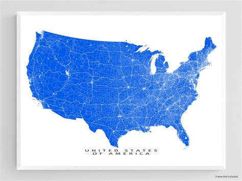 Usa Map Art Us Map Print United States Wall Map Poster Etsy