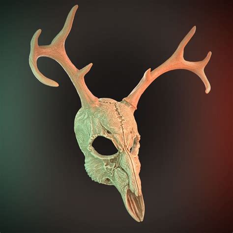 2 Horns Deer Skull Mask Cosplay 3d Stl Files Printing Halloween 3d