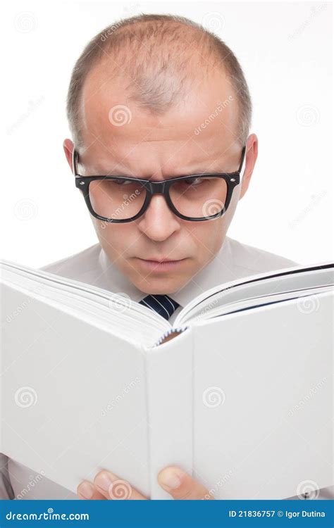 Man With Glasses Reading A Book Stock Image Image Of Male People 21836757