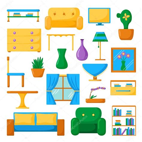 Iconos De La Sala Muebles Interiores Y De Casa Vector Gráfico
