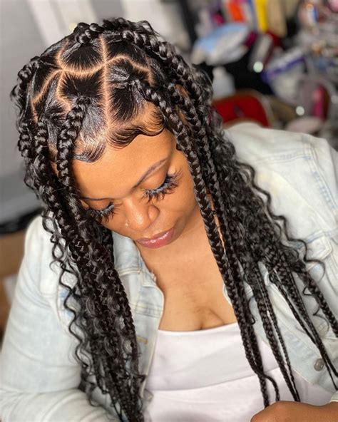 Cute Part Large Knotless 💎💎💎 Braids With Curls Box Braids Hairstyles