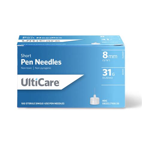Ulticare Short Pen Needles 31g 8mm 100 Count Adw Diabetes